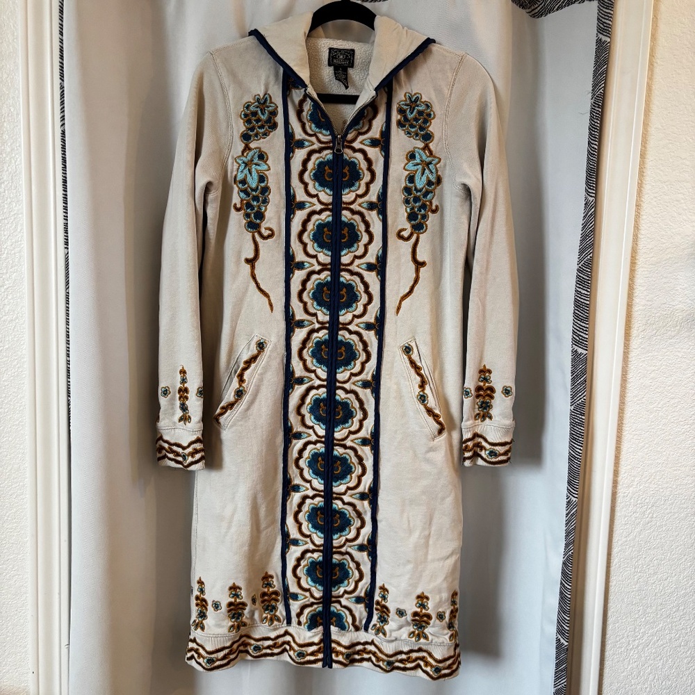 Vintage Y2K LUCKY BRAND Embroidered Dungarees Hoodie Jacket/Dress